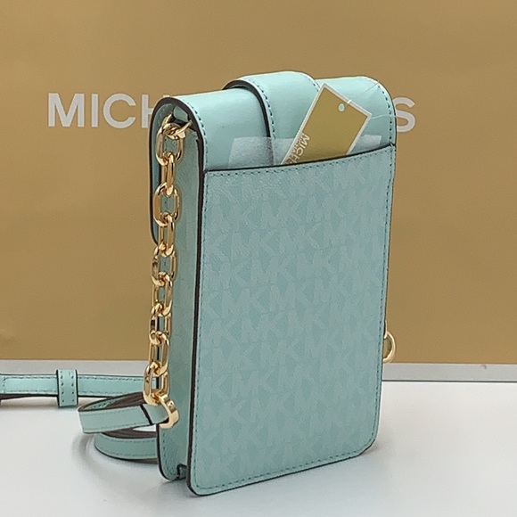 MICHAEL KORS CARMEN SMALL NORTH SOUTH XBODY FAIR AQUA SIGNATURE COLOR - Picture 6 of 16